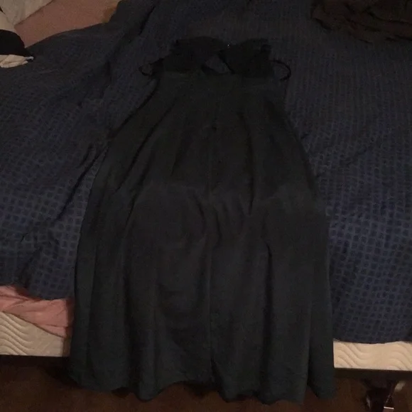 Silky forest green dress,corset waist,zip up - Picture 2 of 2